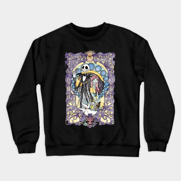 Jack and Sally, King and Queen, Nightmare before Christmas Crewneck Sweatshirt by JDVNart